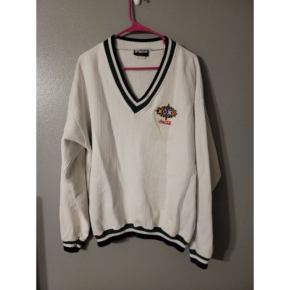 Ultra Club Collection V Neck Vintage Sweater Super Bowl XXXII READ